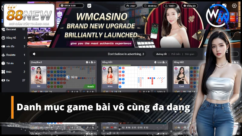 Sảnh game WM sở hữu kho game bài đa dạng